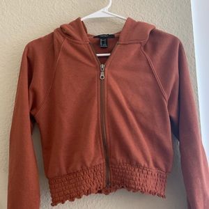 forever 21 cropped burnt orange hoodie